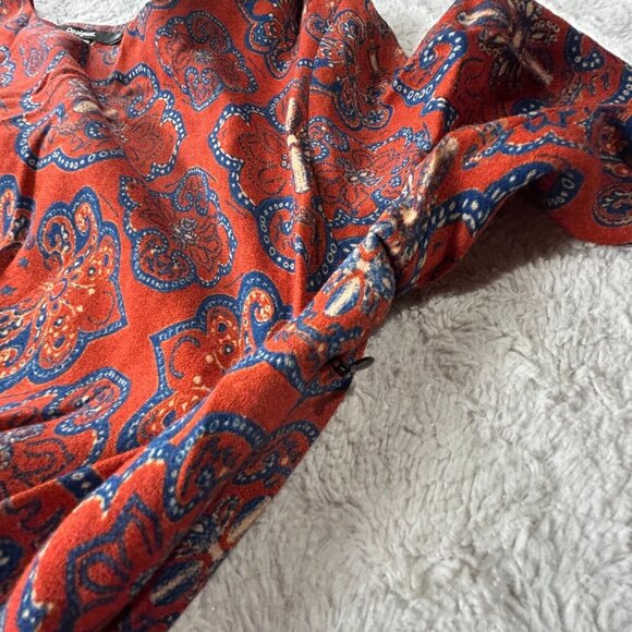Desigual Women's Tina Dress Size 38 Red/Blue Paisley Print 3/4 Sleeve Mini Shift - Picture 5 of 9